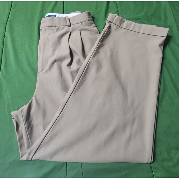 Lauren Ralph Lauren Pants - Vintage Ralph Lauren Baggy Wide Cuffed Legs Women's Pants Beige Size 10